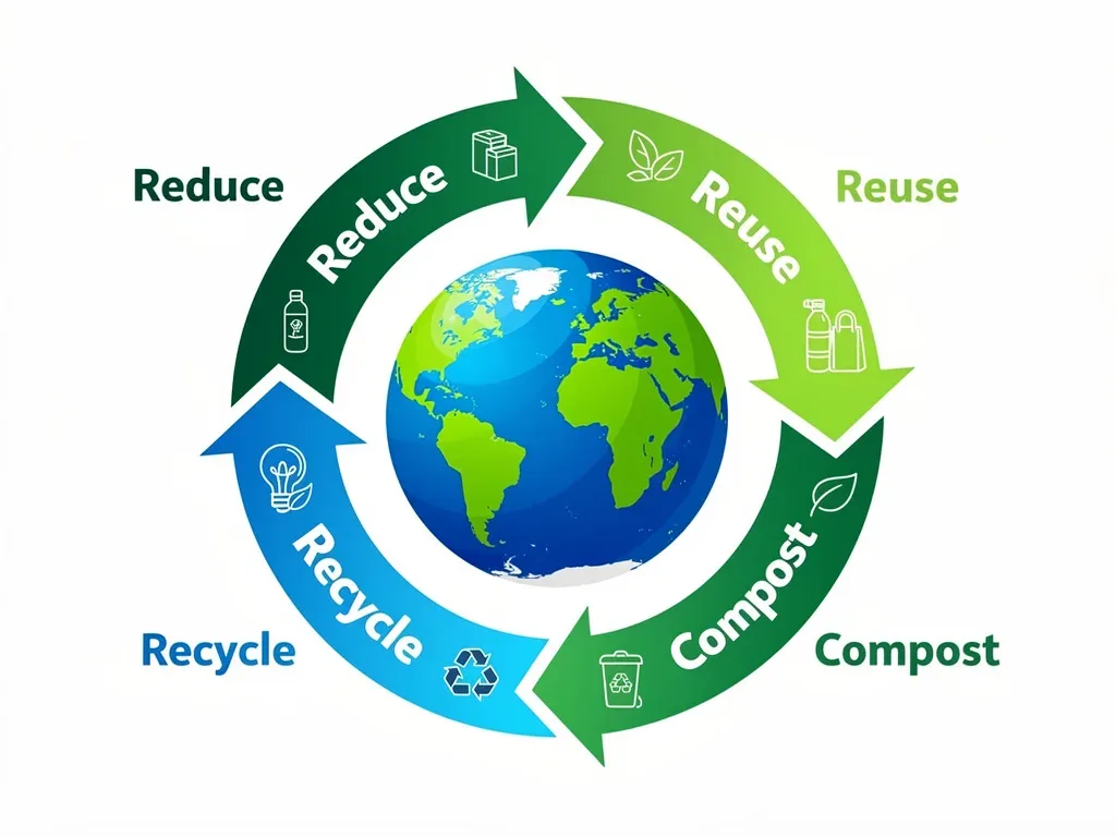 Circular economy graphic illustrating waste reduction and sustainable practices.