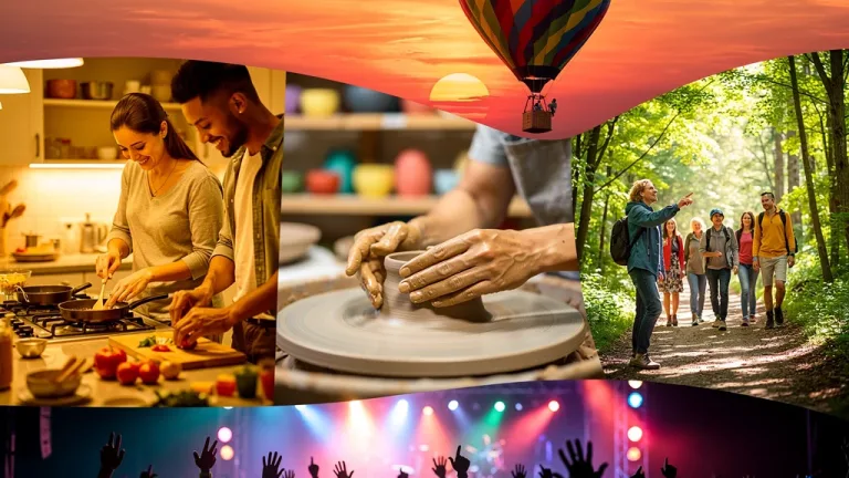 Collage of joyful experiential gift ideas under $200, representing lasting memories.