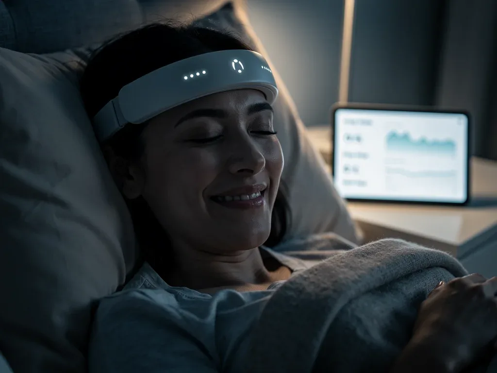 Parent using AI sleep tracker for better rest