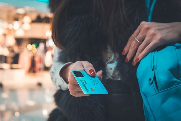 A close-up shot of an airline credit card being used at an airport kiosk, emphasizing the ease and convenience of using the card to avoid baggage fees.