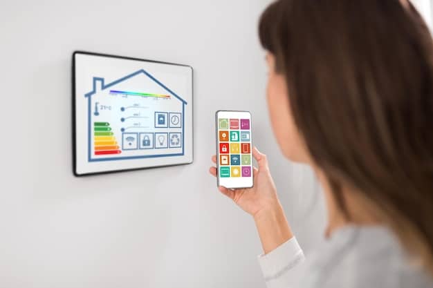 A visual depiction of a smart home energy management system, showing how a smart thermostat integrates with other smart devices to optimize energy usage throughout the house.