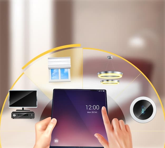 A split screen showing two different home security systems: one with a sleek touchscreen interface and the other with a mobile app interface displaying live camera feeds and system controls.