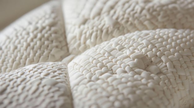 A close-up of the different layers of a mattress, showcasing the materials used: quilted cover, comfort layers (memory foam, latex), support core (coils, foam), and base layer.