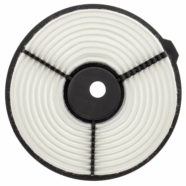 A close-up of a HEPA filter inside a robot vacuum cleaner, highlighting its pleated design and filtration capabilities.