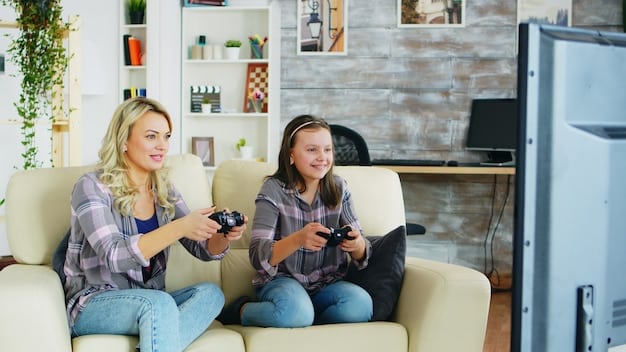 The Nintendo Switch console being used in both handheld mode and docked mode connected to a TV, with a family playing a cooperative game.