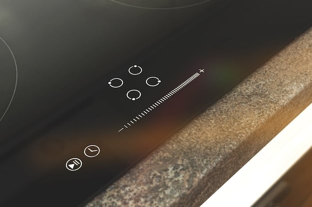 A close-up of a smart grill control panel. The panel displays temperature readings, cooking timers, and connectivity options (Wi-Fi, Bluetooth). The grill is stainless steel with a digital display.