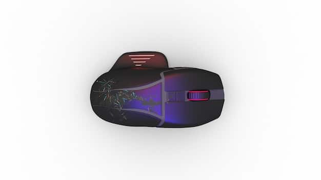 A detailed view of the Apex Pro Wireless gaming mouse, highlighting its ergonomic design, customizable buttons, and RGB lighting. The mouse is placed on a gaming mousepad with a gaming keyboard in the background.