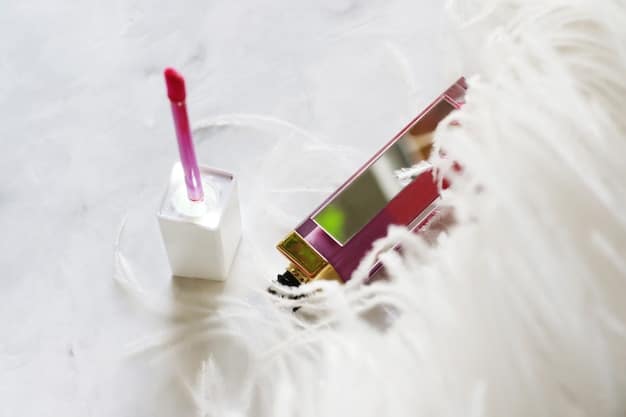 A close-up shot of a Birchbox unboxing, highlighting the variety of beauty samples included, such as miniature skincare bottles, makeup brushes, and vibrant lipsticks.