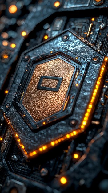 A close-up shot of a high-performance computer chip or processor, with intricate circuit patterns, symbolizing advanced technology and improved processing power within an updated gadget.